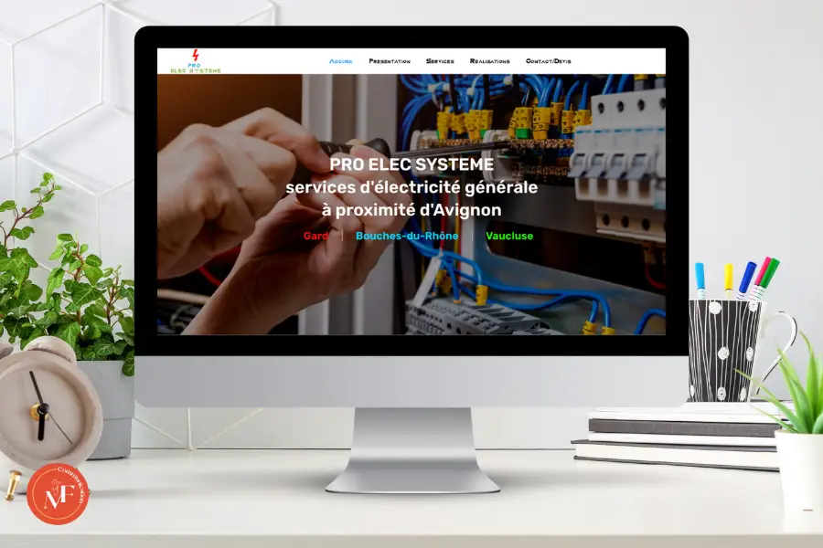 Création du site internet, du logo et de supports de communication pour Pro Elec Système